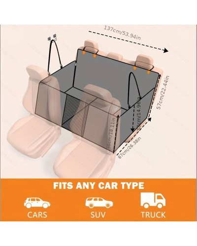Harde bodem hondenauto achterbankhoes - halve hangmatstijl, achterbankverlenger en autoscheider voor honden, geschikt voor hatchbacks, sedans en SUV's